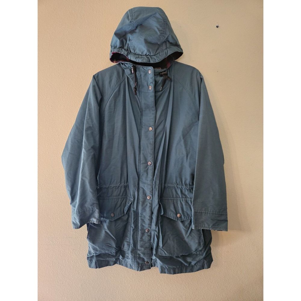 Vintage WOOLRICH‎ Jacket Mens Sm Teal Parka Rain Coat Wool Blanket Lined Hooded